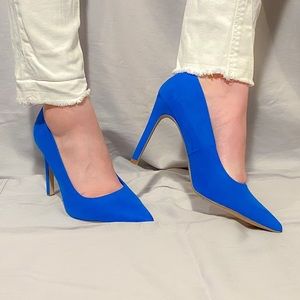 Royal Blue Suede Pumps Heels Forever 21